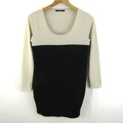 イング チュニック シャツ トップス 長袖 バイカラー レディース Mサイズ ベージュ×黒 INGNI 【中古】