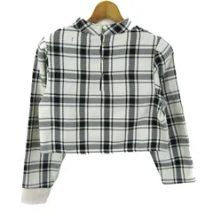 レディアゼル カットソー シャツ トップス チェック柄 プルオーバー レディース Fサイズ 白×黒 REDYAZEL 【中古】