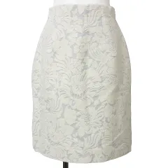 グレースコンチネンタル GRACE CONTINENTAL 美品 スカート ひざ丈 タイト ジャガード 花柄 ウール混 36 S相当 ベージュ ■SM3 X