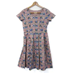 ローラアシュレイロンドン ワンピース トップス 半袖 花柄 レディース 2サイズ 紫×青×ピンク LAURA ASHLEY london 【中古】