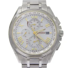 【CITIZEN】シチズン アテッサ AT8041-62A H800-T024734 チタン シルバー エコドライブ電波時計 クロノグラフ メンズ 白文字盤 腕時計