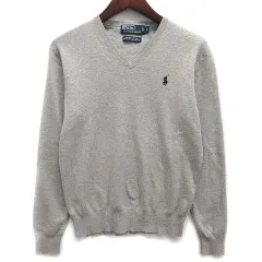 ポロ バイ ラルフローレン Polo by Ralph Lauren コットン ニット Vネック セーター 長袖 グレー S