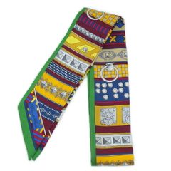 極美品 HERMES エルメス ツイリー コリエドシアン シルク スカーフ