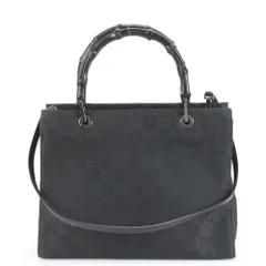 美品 グッチ バンブー GG ナイロン 002 1016 レザー 2WAY ショルダーバッグ 肩掛け トート ブラック 黒 レディース ERE DI16-5【中古】