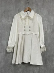 ROJITA ロジータ ツイード ひざ丈 Aライン ワンピース sizeF/白 ■◇ レディース