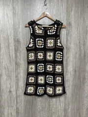 ZARA ザラ クロシェ編み ワンピース ベスト Iライン ワンピース sizeM/黒 ■■ レディース
