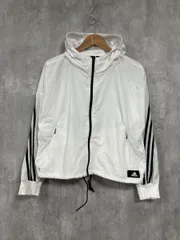 adidas アディダス プリント ロゴ ナイロン ジャケット sizeL/白 ◆■ レディース