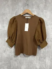 美品 MOUSSY マウジー パフスリーブ シアー ブラウス シャツ sizeF/茶 ◇■ レディース