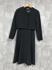 Powal Holon パウエルホロン 日本製 ５分丈 レース 半袖 ひざ丈 喪服礼服 ２点セット ジャケット ワンピース size7/黒 ■◆ レディース