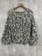 TORRAZZO DONNA トラッゾドンナ ハンドニット カーディガン 白ｘ茶 ◆■ レディース