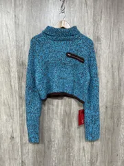 美品 ｌed.tokyo タグ付き ショート丈 ワイド幅 ニット セーター size38/ブルー×ブラウン ◆■ レディース