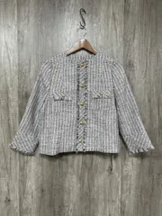 美品 snidel スナイデル タグ付 クラシックツイード ノーカラー ジャケット size0/ピンク ◆■◎レディース