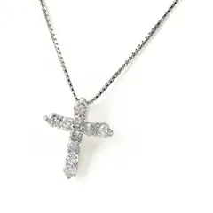 クロスモチーフ ネックレス プラチナ ペンダント メレダイヤ 十字架 ネックレス Pt900 Pt850 ダイヤモンド レディース 【中古】