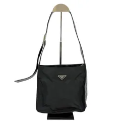【希少・美品】PRADA プラダ テスート ナイロン レザー 三角プレート ロゴ ワンショルダーバッグ セミショルダーバッグ ハンドバッグ シルバー金具 ブラック 黒色 白タグ 本革 メンズ レディース ユニセックス NERO ネロ 肩掛け 男女兼用