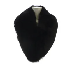 ノーブランド品 毛皮マフラー ストール フォックスファー 黒 ブラック ■GY18 /MQ
