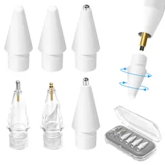 新品 Apple Pencilに対応 ペン先 6本【プロ推薦】アップルペンシル ペン先 収納ケース付き Apple Pencil 第1/2世代/USB-C/Pro用 ipadペンシル チップ 交換用 高感度チップ 正確なコントロール appleペンシル替え芯