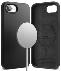 新品 【Ringke】iPhone 16e ケース SILICONE MAGNETIC 液状シリコン素材 落下防止 耐衝撃 軽量 柔軟 マグネット搭載 スマホケース スマホカバー アイフォン16e - Black