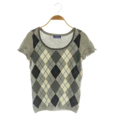バーバリーブルーレーベル BURBERRY BLUE LABEL カシミヤ混 アーガイルチェック ニット 半袖 38 グレー /MY ■OS