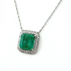 エメラルド デザインネックレス プラチナ ペンダント ネックレス Pt850 エメラルド ダイヤモンド レディース 【中古】