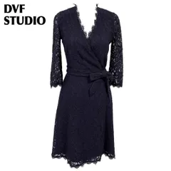 【美品】ダイアンフォンファステンバーグ レース ラップワンピース 2 ネイビー