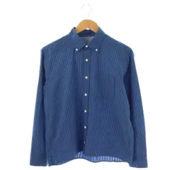 ドゥクラッセ DoCLASSE シャツ 長袖 前開き BD ボタンダウン ストライプ コットン M 青 /NR