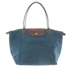 ロンシャン ルプリアージュ ナイロン トートバッグ ハンドバッグ 青 ブルー 茶