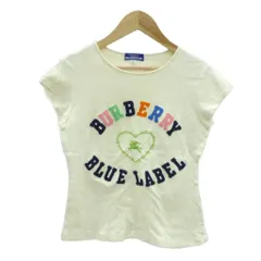 バーバリーブルーレーベル BURBERRY BLUE LABEL Tシャツ カットソー 半袖 38 M オフホワイト ロゴ /HO32 ■GY61