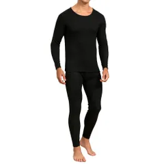 冬用 伸縮性 中厚 保温インナー ヒートテック 防寒肌着 【吸湿発熱・裏起毛】 上下セット あったかインナー メンズ [XXG]