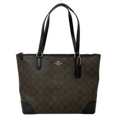 COACH(コーチ) トートバッグ ラグジュアリー シグネチャー PVC レザー ジップ トップ トート F29208 ダークブラウン×黒 レザー