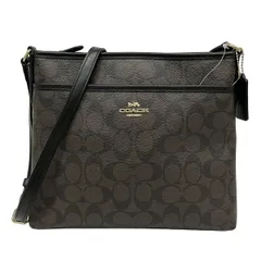 COACH(コーチ) ショルダーバッグ シグネチャー ジップ ファイル クロスボディ F29210 ダークブラウン×黒 レザー