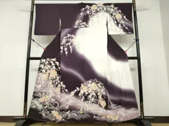 平和屋着物●訪問着　駒刺繍　流水枝垂れ草花丸文　暈し染め　金彩　鈴乃屋扱い　正絹　逸品　DABB0414ud