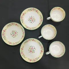 Minton ミントン カップ・ソーサー ハドンホール セレブレーション 黄色 イエローライン 3客 