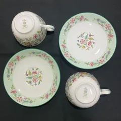Minton ミントン カップ・ソーサー カップ＆ソーサー ハドンホール セレブレーション 緑 グリーンライン 2客 