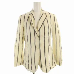 セオリー Theory テーラードジャケット シングル 背抜き ストライプ柄 麻 リネン サイドベント 2 M アイボリー /EE