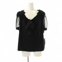 ピエールカルダン Pierre Cardin ligne シャツ ブラウス 半袖 フリル 44 黒 /ES