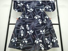 紺白 浴衣ワンピース 着物リメイク ゆかた B80312 - メルカリ