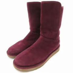 アグ UGG ムートン ショートブーツ 裏ボア 24cm ワインレッド ■GY12 /TZ