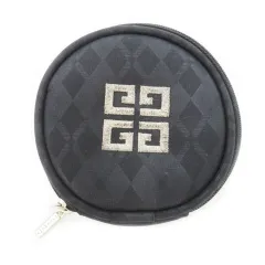 ジバンシィ GIVENCHY ポーチ コスメ アクセサリー ラウンド ロゴ刺繍 チェック 黒 ブラック /CK33 ■GY18のサムネイル