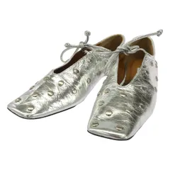 Pippichic ピッピシック AMBER スクエアトゥ スタッズフラットシューズ PP24-AMBER STUDS 4 シルバー 38