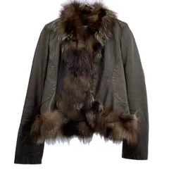 EMPORIO ARMANI エンポリオアルマーニ 2003 レザーファージャケット U2G92P ブラウン 38