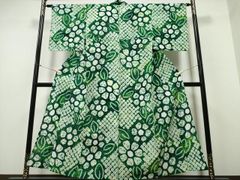 A61有松鳴海絞り高級浴衣 花 綿レディース浴衣単品 お仕立て 肩当て