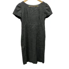 theory luxe(セオリーリュクス) ワンピース サイズ38 M レディース美品  - ダークグレー×黒×マルチ クルーネック/半袖/ひざ丈
