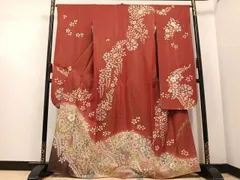 平和屋着物●豪華振袖　作家物　絞り　草花文　金彩　金通し地　正絹　逸品　AABF4465ph