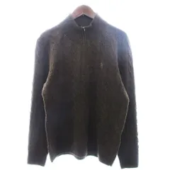 ポロ ラルフローレン POLO RALPH LAUREN 美品 ケーブルニット セーター 長袖 ハーフジップ ロゴ刺繍 ウール 茶 ブラウン S