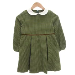 ビーミングバイビームス B:MING LIFE STORE by BEAMS ワンピース 130 緑 グリーン チェック柄 丸襟 長袖 /FF ■GY14