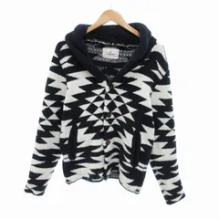 アーバンリサーチ サニーレーベル URBAN RESEARCH Sonny Label オルテガシャギーカーディガン ネイティブ柄 ショールカラー L 紺 白 ネイビー ホワイト LA74-12S002 /HO△ 0325