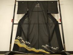 夏着物 付下げ 絽 二重紗 ドロンワーク 葉模様 黒色 KK-1606 - メルカリ