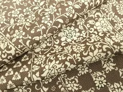 平和屋着物▽上質な小紋　単衣　切嵌花文　鬼しぼ縮緬　正絹　逸品　AABF5573fy