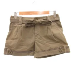 バーバリーブルーレーベル BURBERRY BLUE LABEL ショートパンツ 36 茶 ブラウン リボンベルト タック 裾ボタン /FF ■GY14