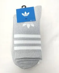 【228126】adidas originals アディダス オリジナルス  【新品】スリーストライプス グリッター クルーソックス2足組　サイズM(25-27) シルバー/ホワイト